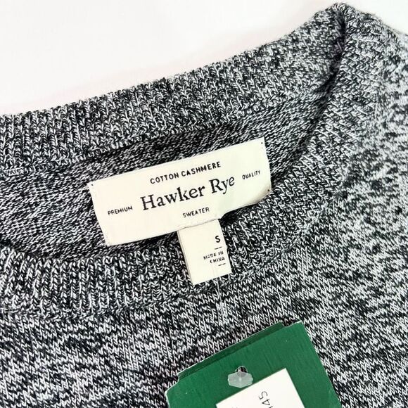 Hawker Rye Sweater Mens Small Heather Grey Cotton Cashmere Blend Crew Neck NWT - Picture 2 of 9